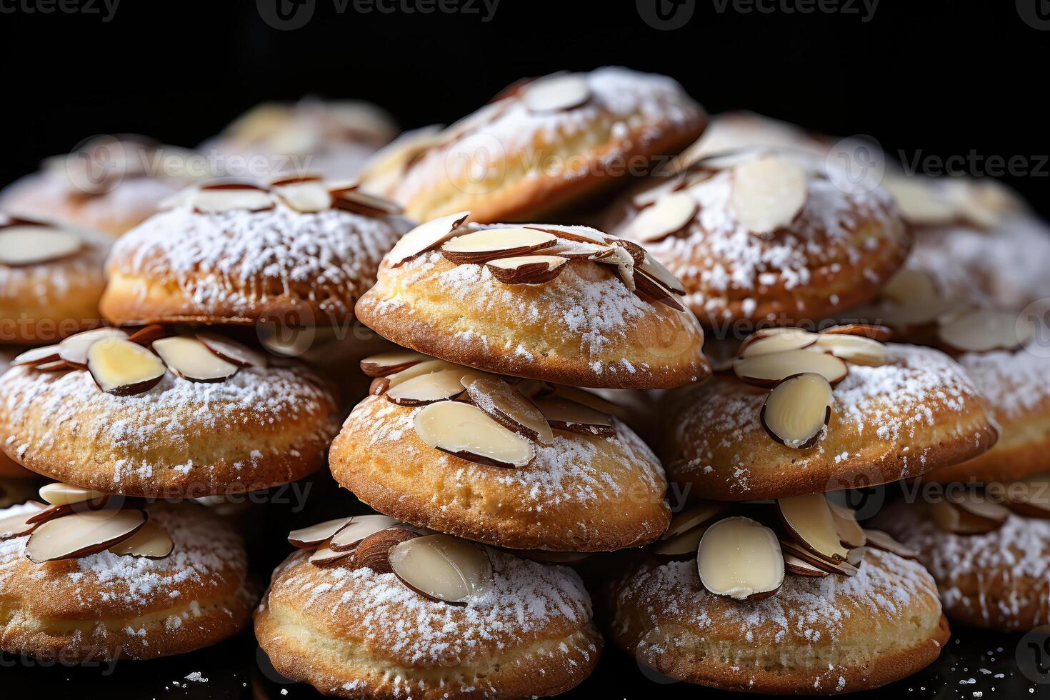 ai généré sucré amande biscuits sur le table professionnel La publicité nourriture la photographie photo