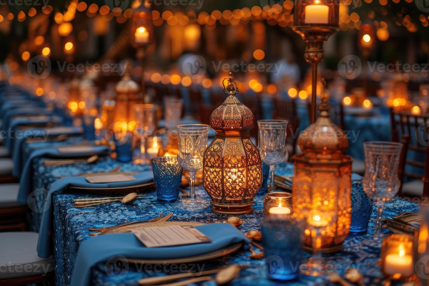 ai généré à manger table avec Ramadan ambiance décoration saint mois de Ramadan concept professionnel La publicité nourriture la photographie photo