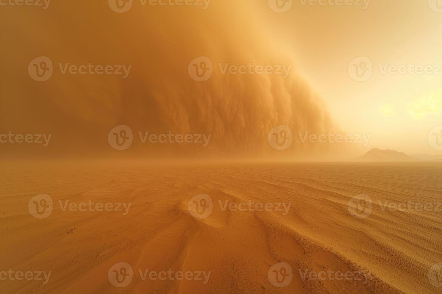 ai généré approchant tempête de sable dans le désert photo