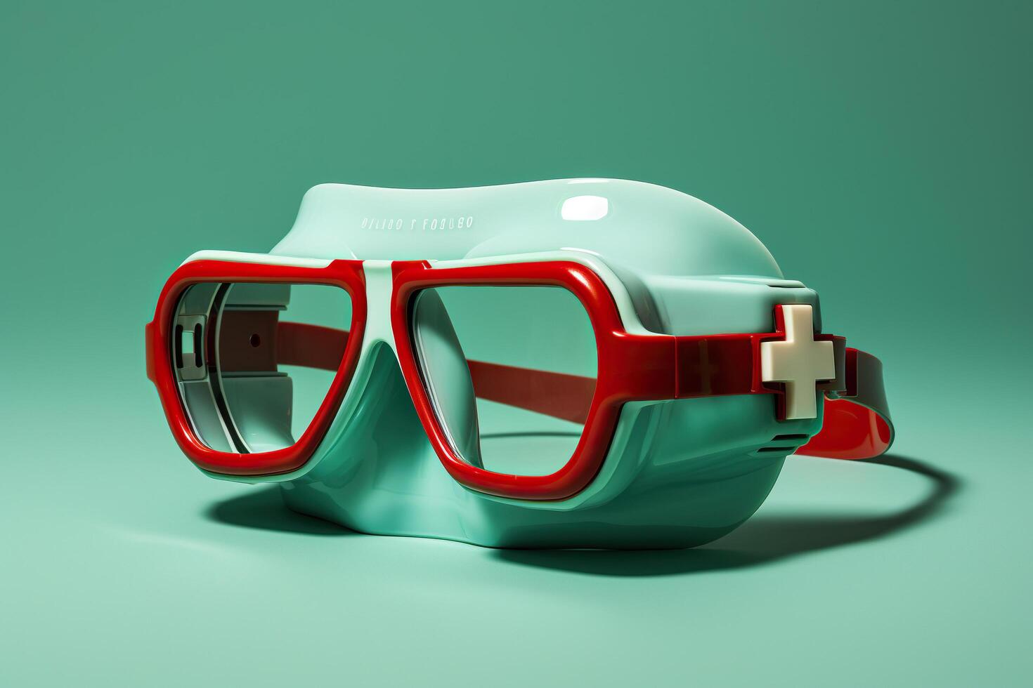 ai généré turquoise sécurité des lunettes sur une turquoise Contexte avec espace pour texte. généré par artificiel intelligence photo