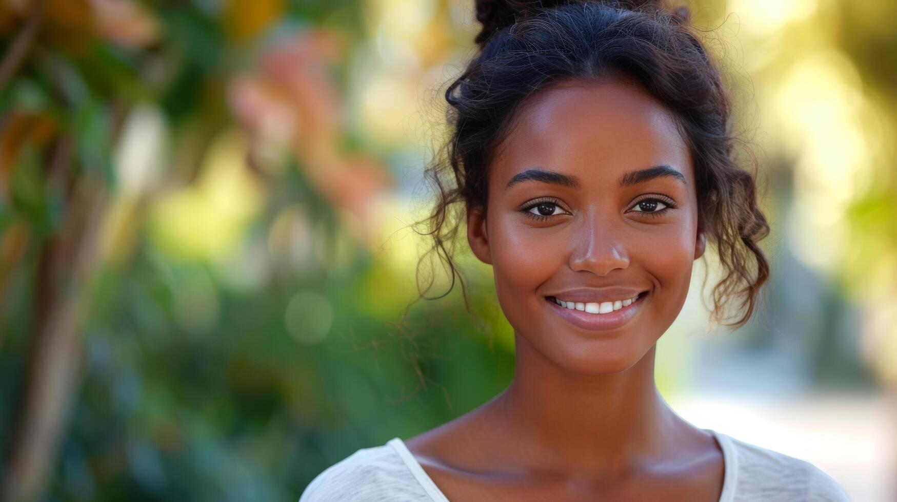 ai généré engageant positivement avec le caméra, elle reflète le dévouement et passion elle apporte à sa rôle photo