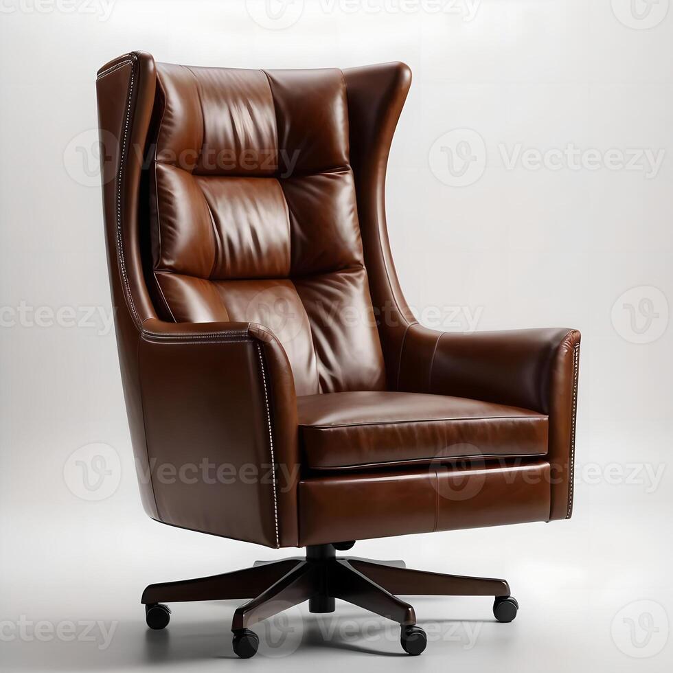 ai généré marron cuir chaise photo