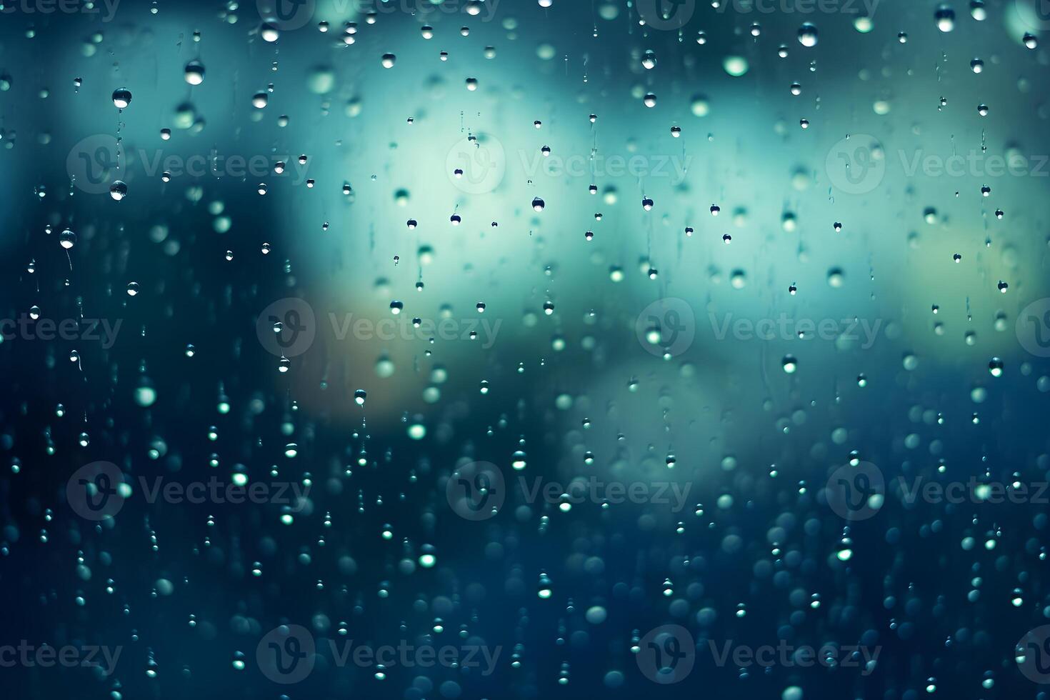 ai généré pluie gouttes sur une bokeh Contexte photo