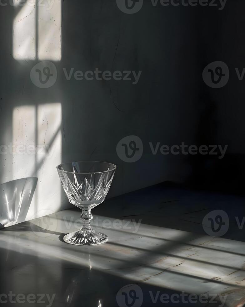 ai généré une verre bol séance sur Haut de une table photo