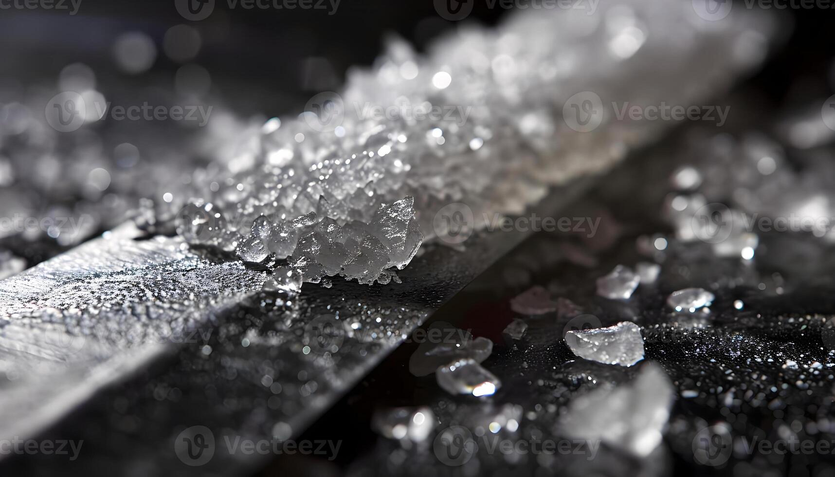 ai généré une proche en haut de certains l'eau gouttelettes sur une noir surface photo