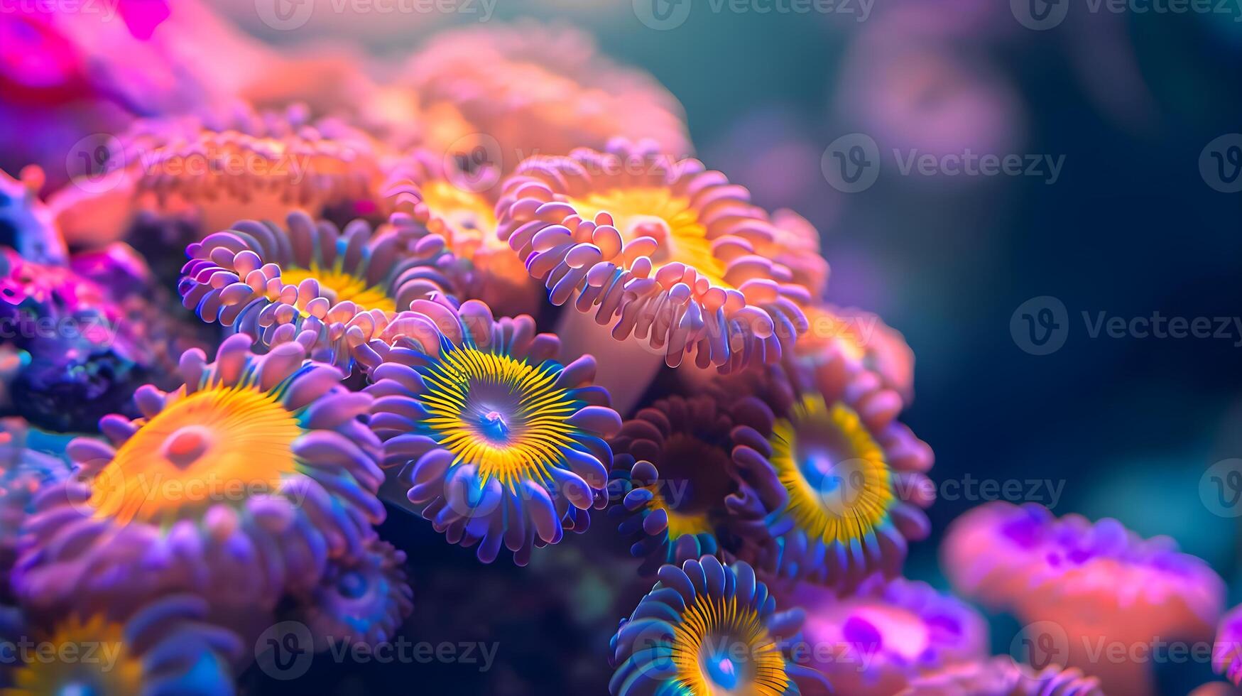 ai généré une proche en haut de une bouquet de coloré coraux photo