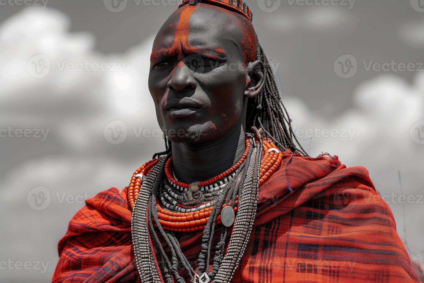 ai généré portrait de une indigène africain homme dans nationale vêtements photo