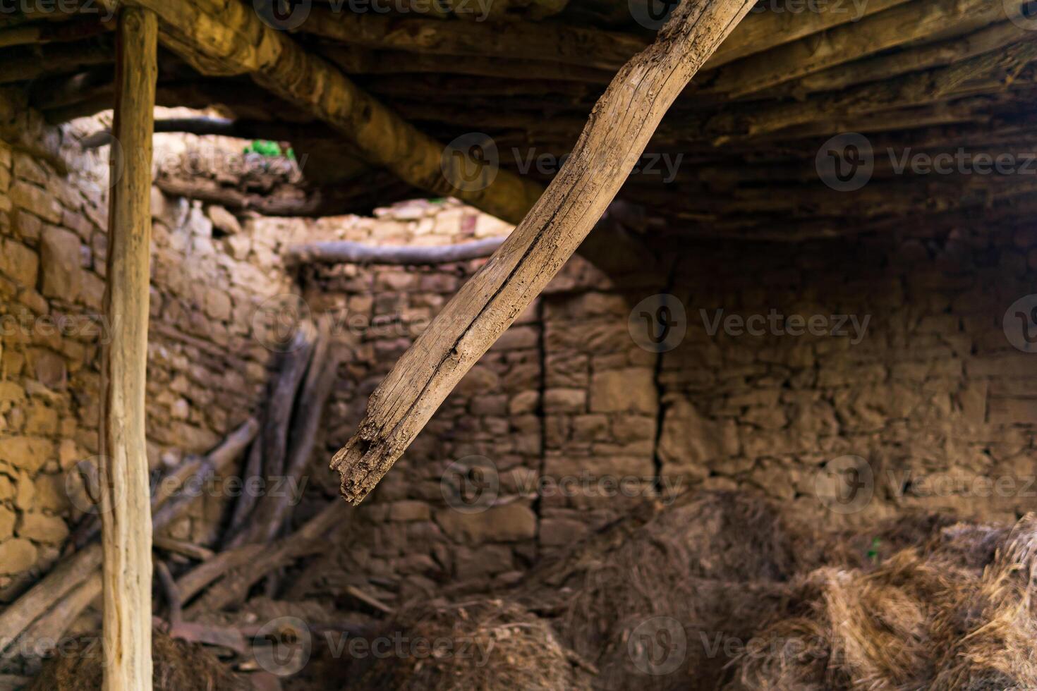 ruines de une détruit traditionnel paysan maison photo