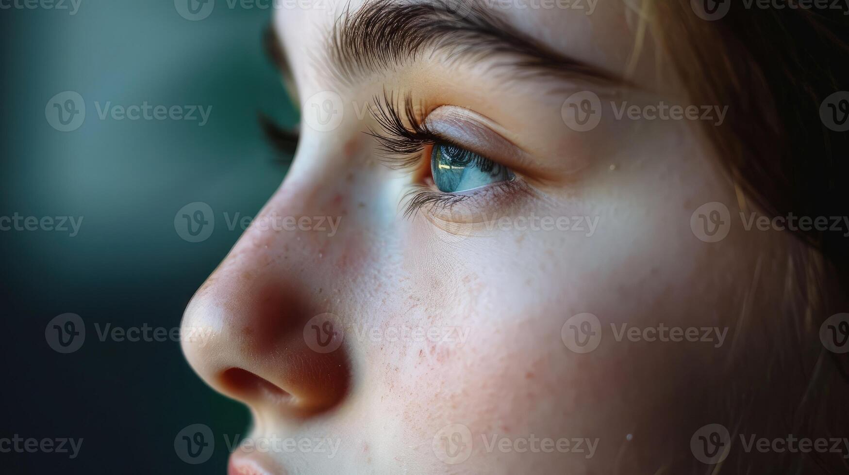 ai généré adolescents nez proche en haut photo