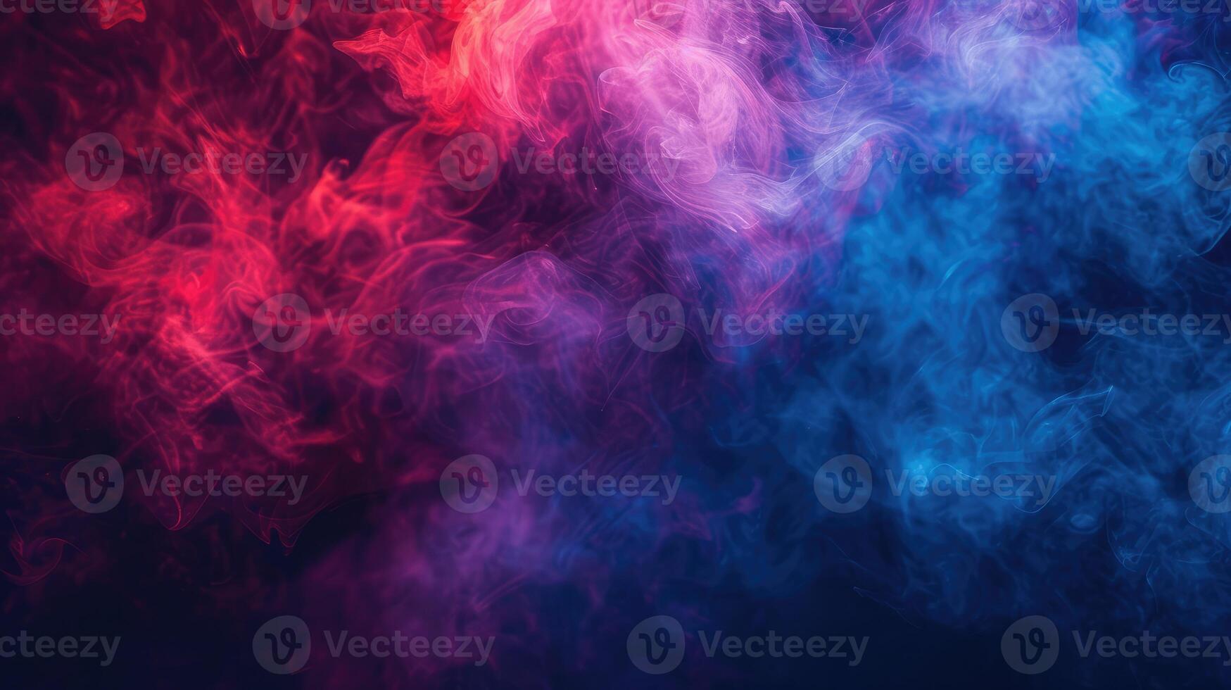 ai généré spectaculaire fumée et brouillard dans contrastant vif rouge, bleu, et violet couleurs. vif et intense abstrait Contexte ou fond d'écran. photo