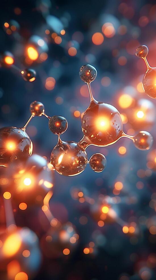 ai généré intrigant science Contexte mettant en valeur molécule ou atome structure verticale mobile fond d'écran photo