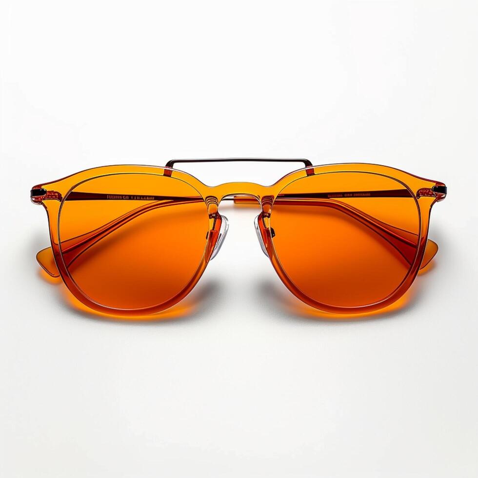 ai généré des lunettes de soleil avec Orange verre dans élégant le fer Cadre isolé blanc pour social médias Publier Taille photo