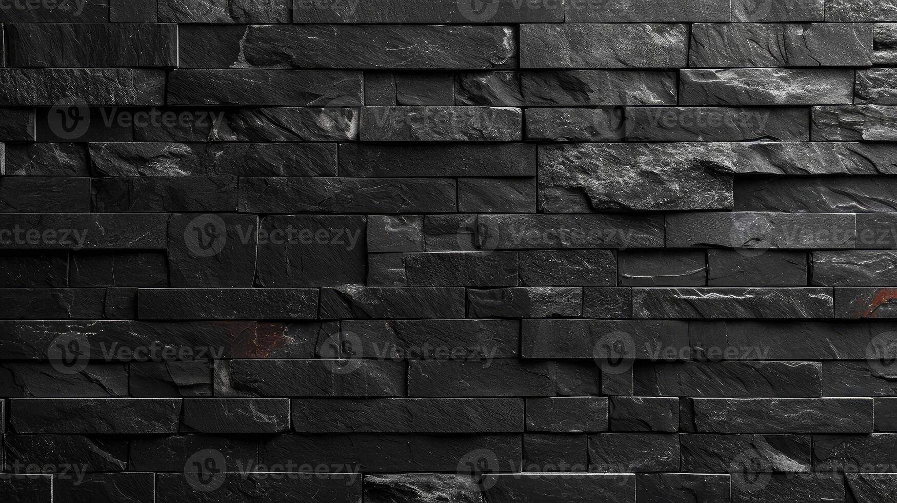 ai généré abstrait noir brique mur texture pour modèle Contexte. large panorama image photo