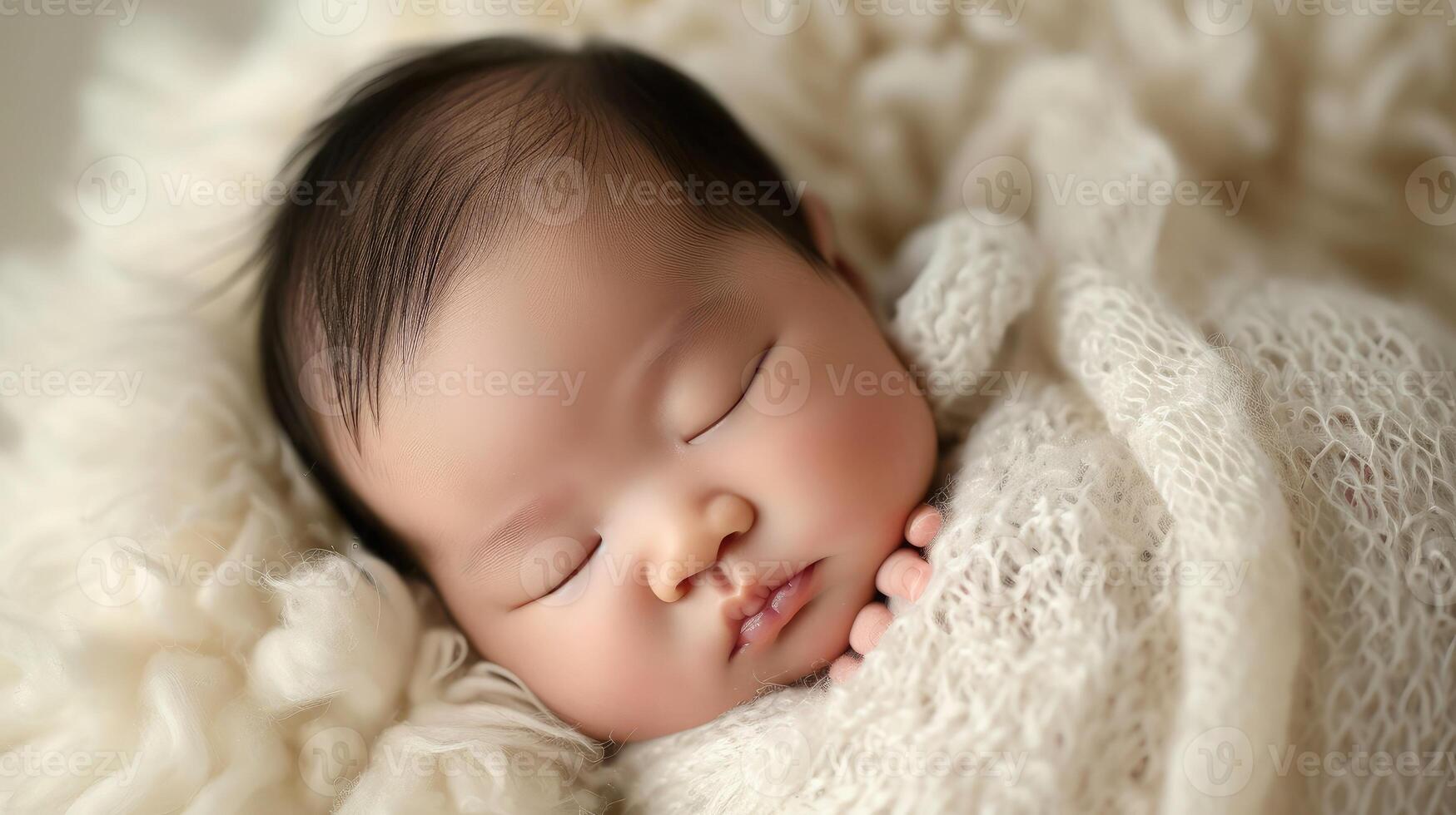 ai généré asiatique magnifique nouveau née bébé. photo