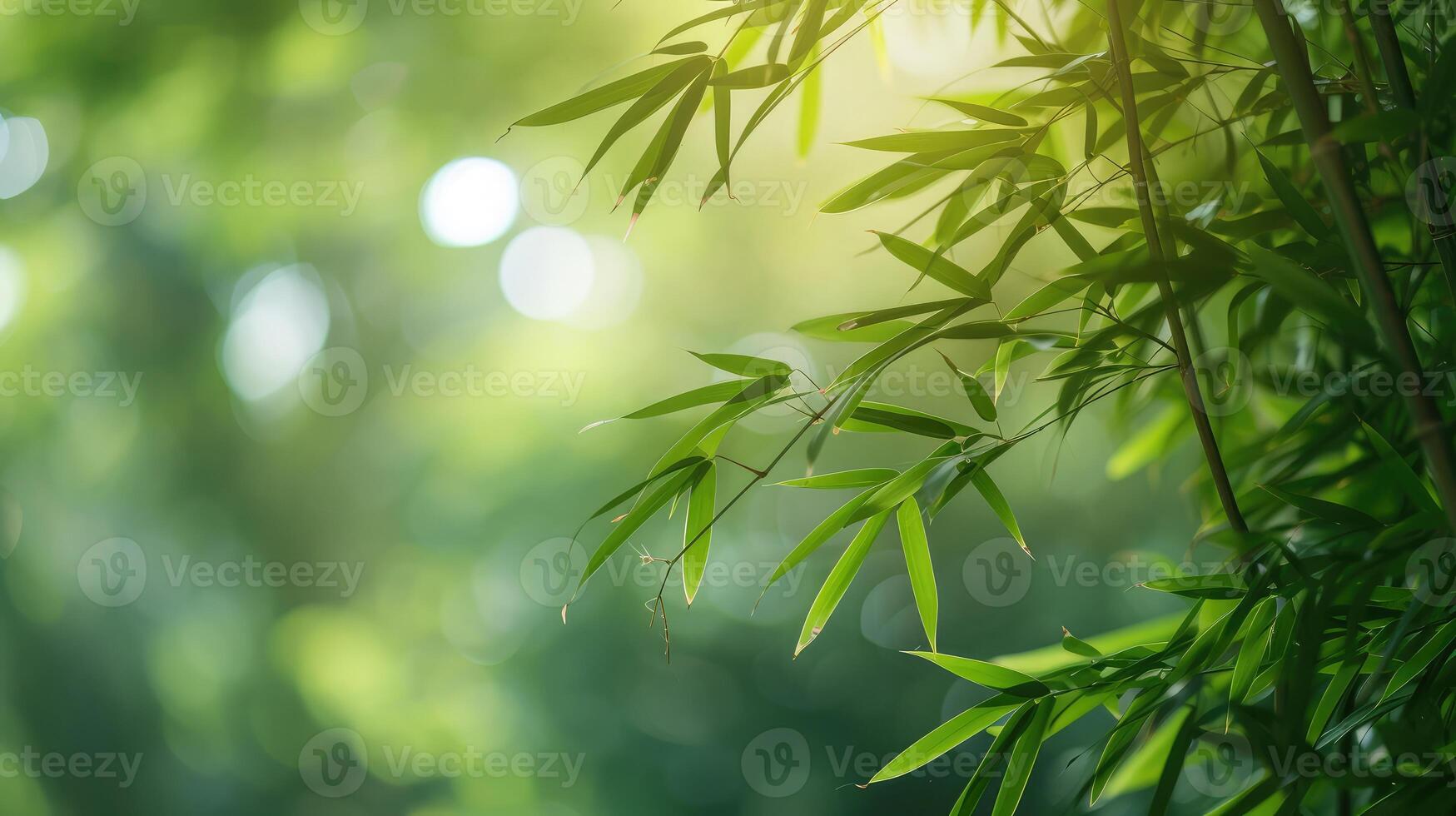 ai généré la nature de vert bambou arbre dans forêt en utilisant comme Contexte bambou feuilles photo