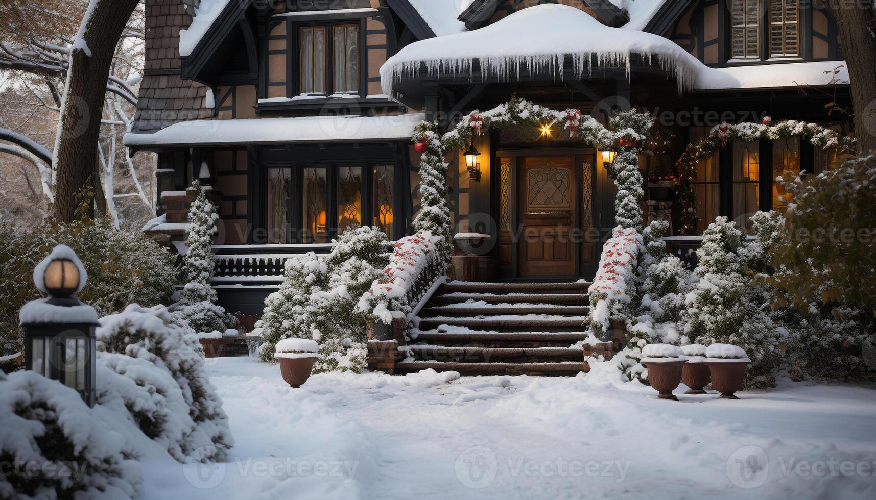 ai généré hiver beauté brille par la nature neigeux architecture généré par ai photo