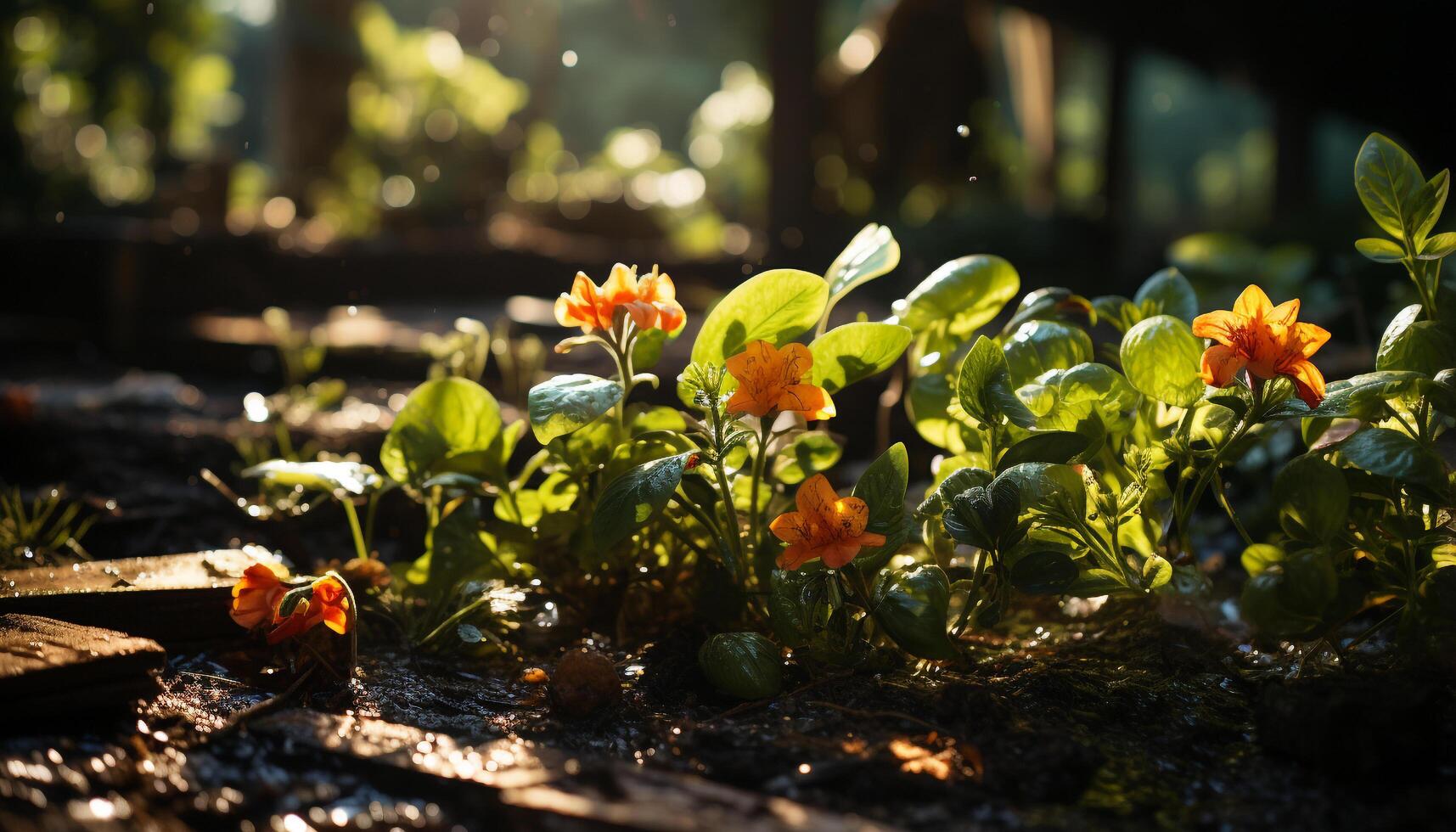 ai généré magnifique fleur fleurs dans le vibrant vert Prairie généré par ai photo