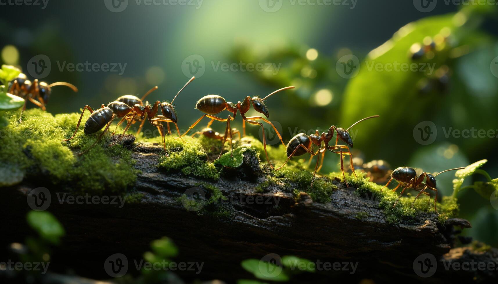 ai généré une bondé fourmi colonie travail ensemble dans la nature généré par ai photo