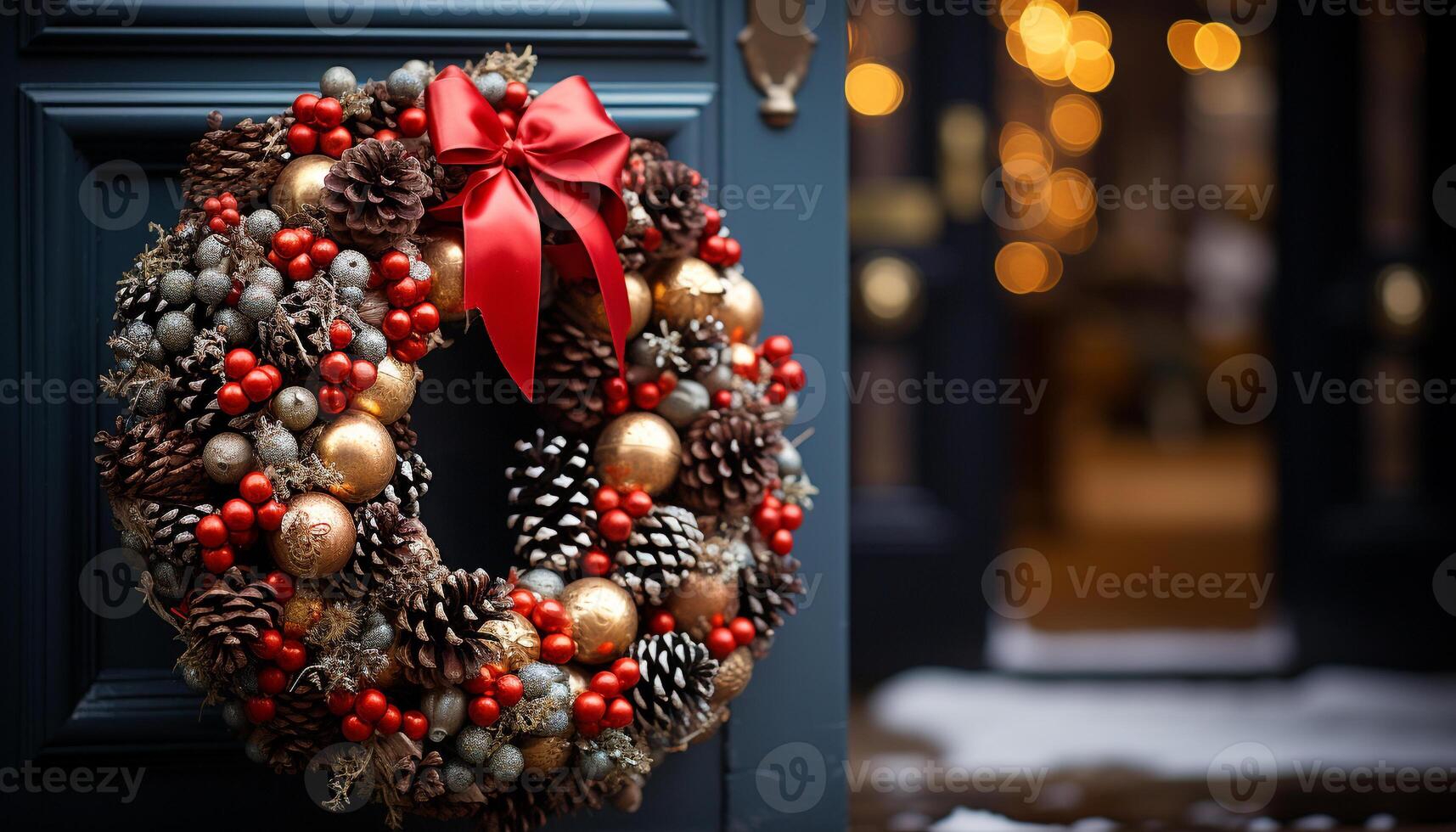 ai généré Noël décoration sur bois, célébrer hiver saison généré par ai photo