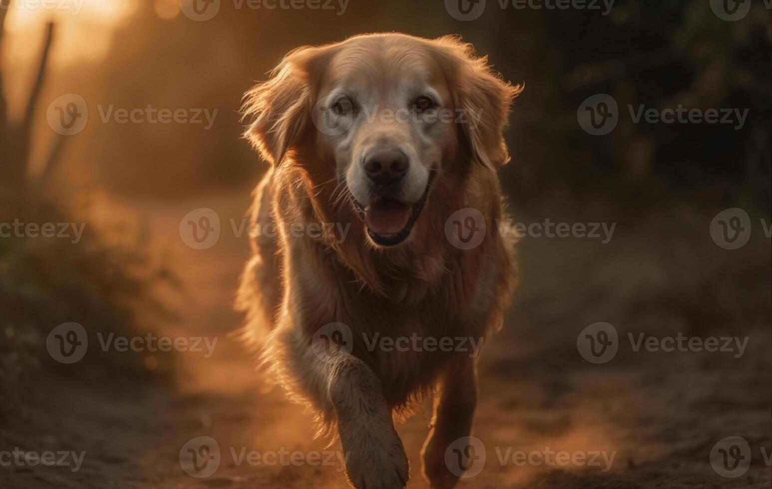 ai généré mignonne chiot en jouant en plein air, une d'or retriever profiter la nature beauté généré par ai photo