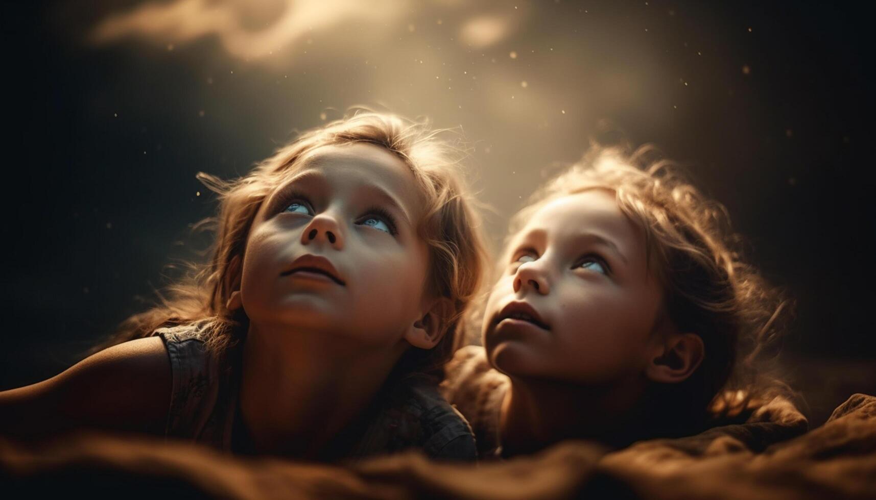 ai généré deux de bonne humeur filles, en plein air, souriant, profiter nature, création enfance souvenirs généré par ai photo