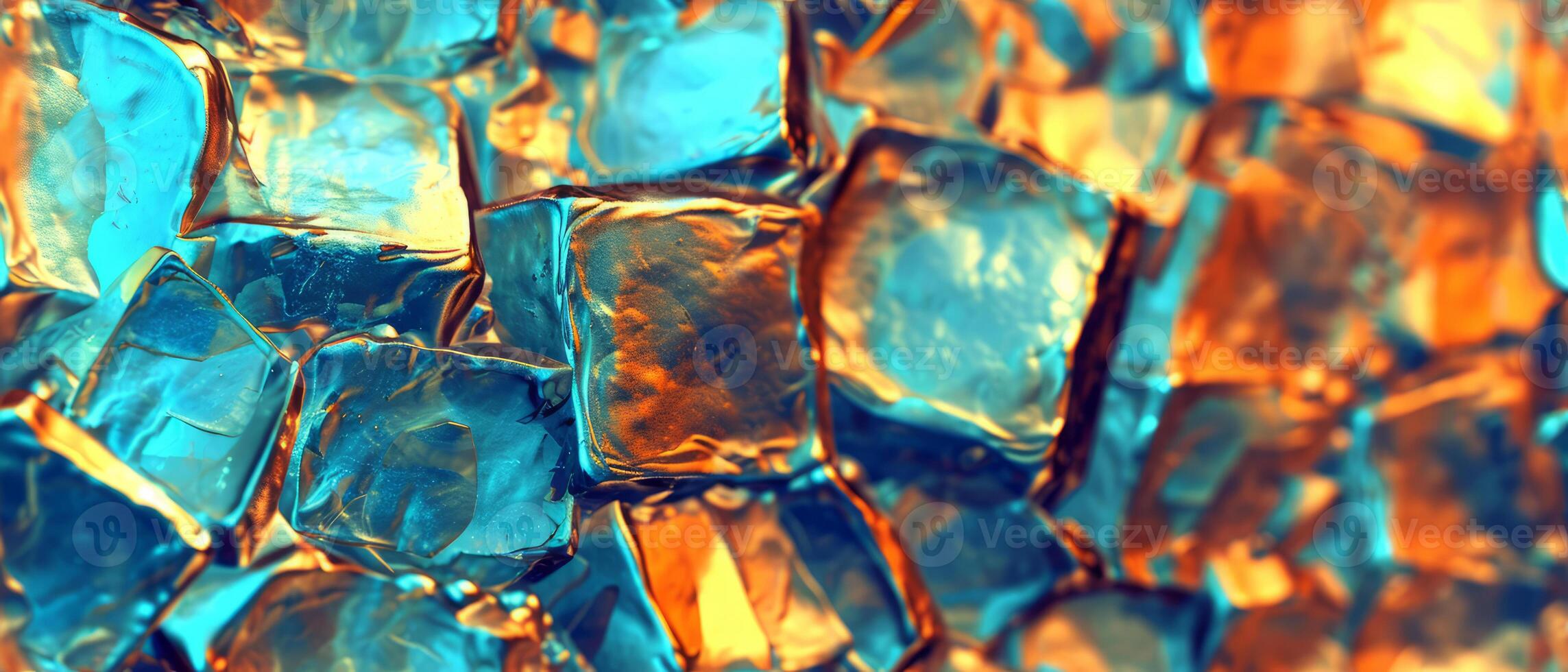 ai généré une vibrant fermer de semblable à du verre textures avec d'or et turquoise teintes, ressembler la glace ou minéral formations photo