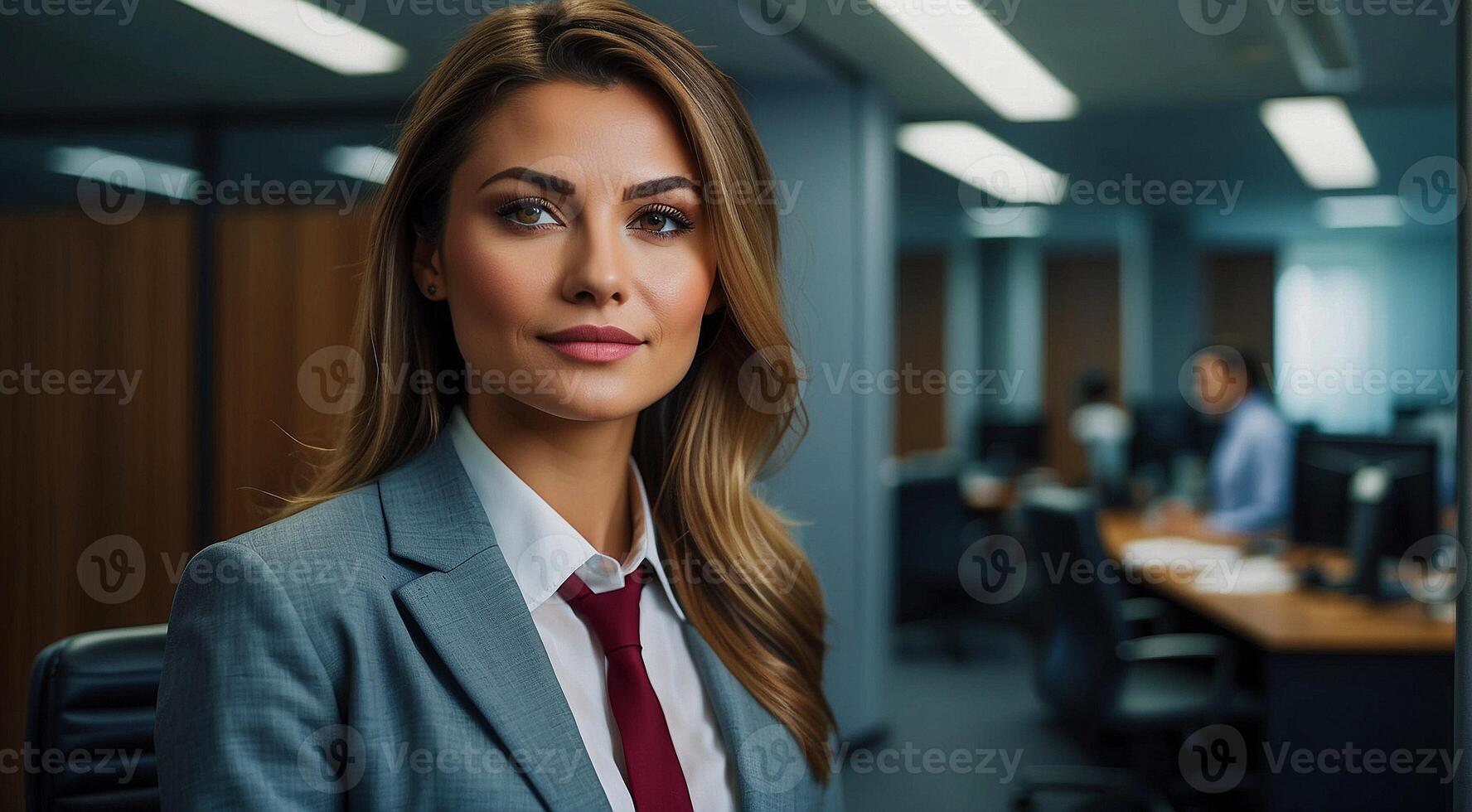 ai généré portrait de une professionnel femme d'affaires dans le bureau, portrait de Bureau fille, femme d'affaires à le travail dans Bureau photo