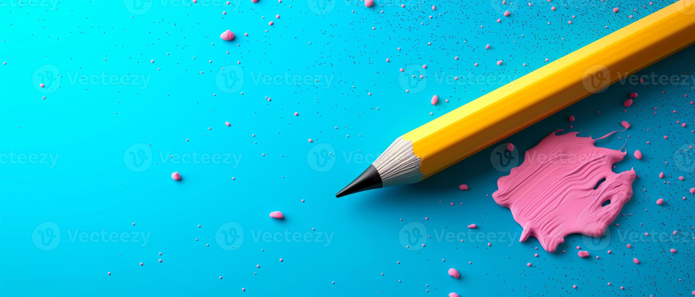 ai généré 3d conception de coloré des crayons plus de lumière bleu Contexte. entête avec vide espace pour texte, promo ou logo. retour à école concept. photo