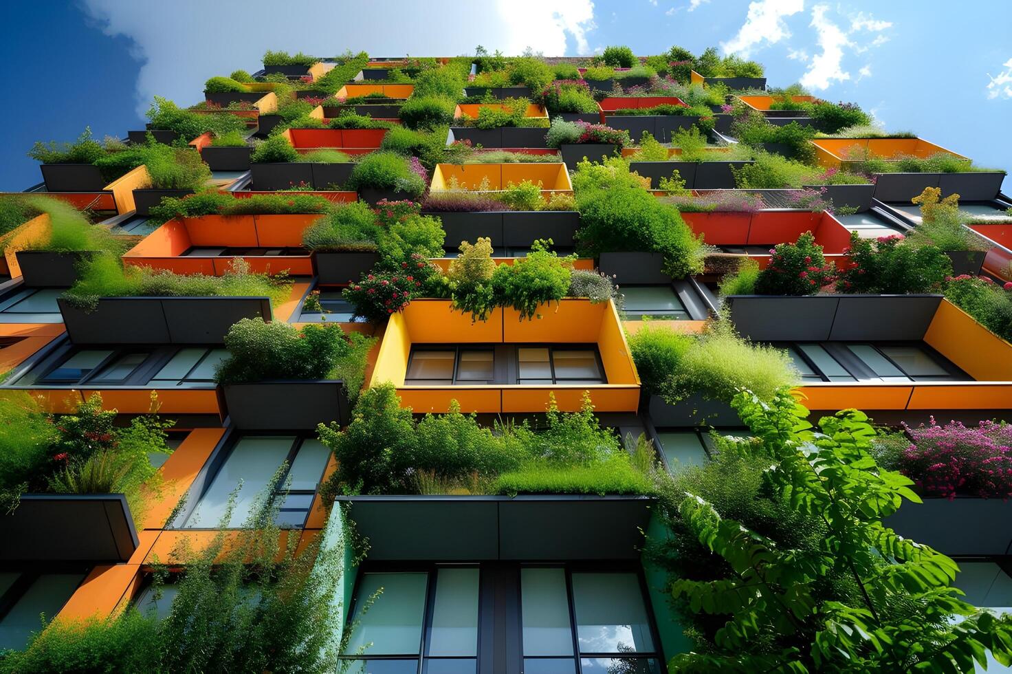 ai généré métropolitain oasis la nature florissant dans béton paysages photo