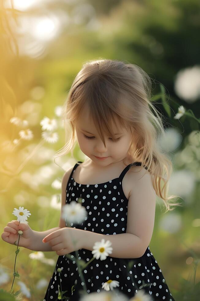 ai généré coloré printemps les tendances branché polka point décontractée tenue pour les filles photo