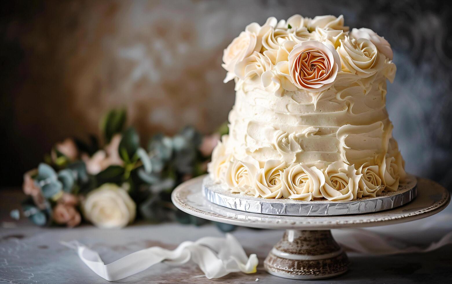 ai généré vanille élégance déchaîné. une anniversaire gâteau de exquis plaisir. photo