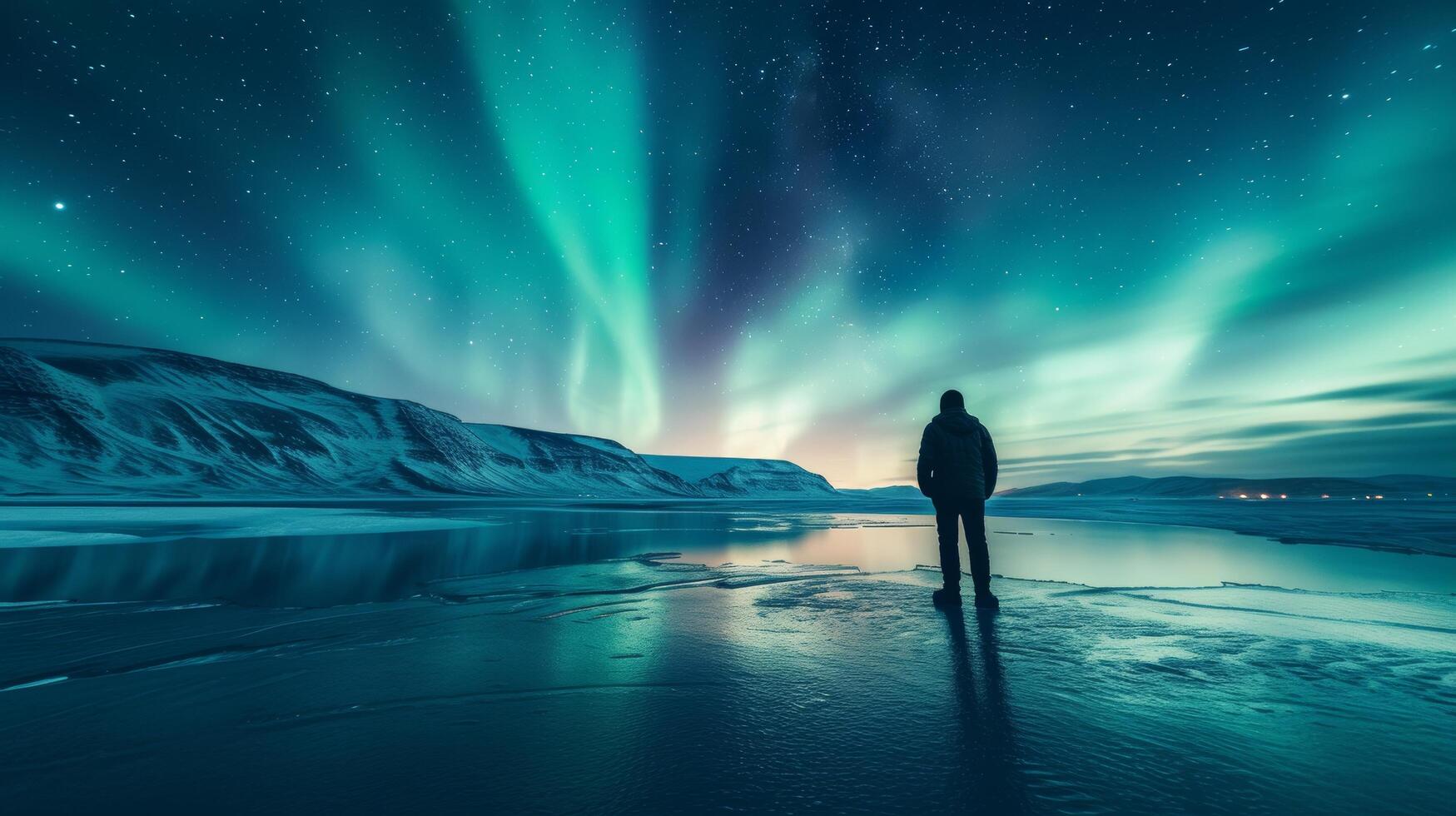 ai généré regarder à le fascinant nord lumières dansant à travers le Arctique ciel photo