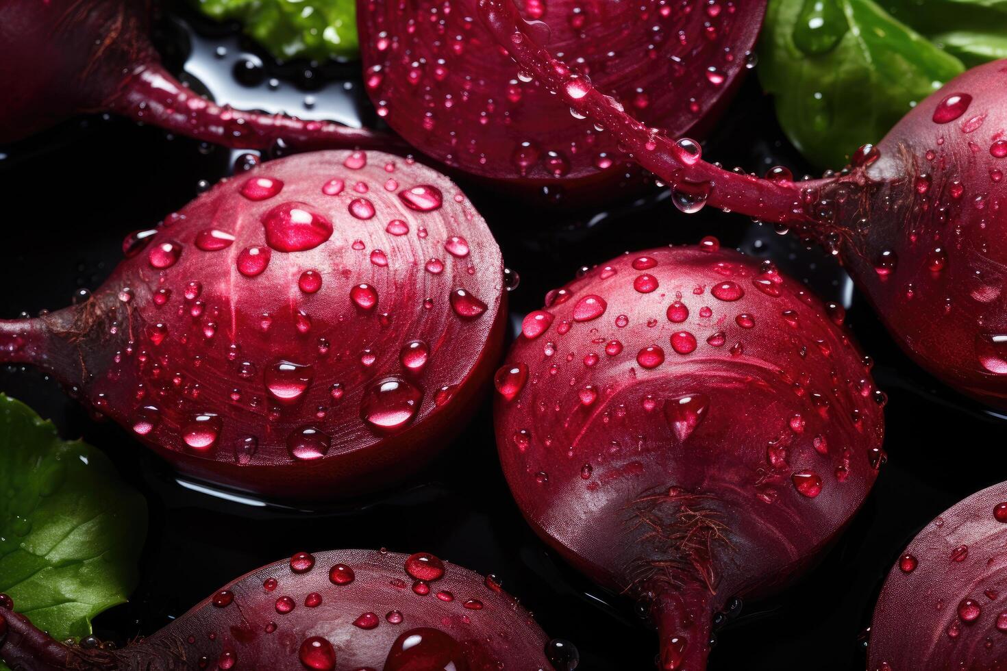 ai généré Frais betterave avec l'eau gouttelettes photo