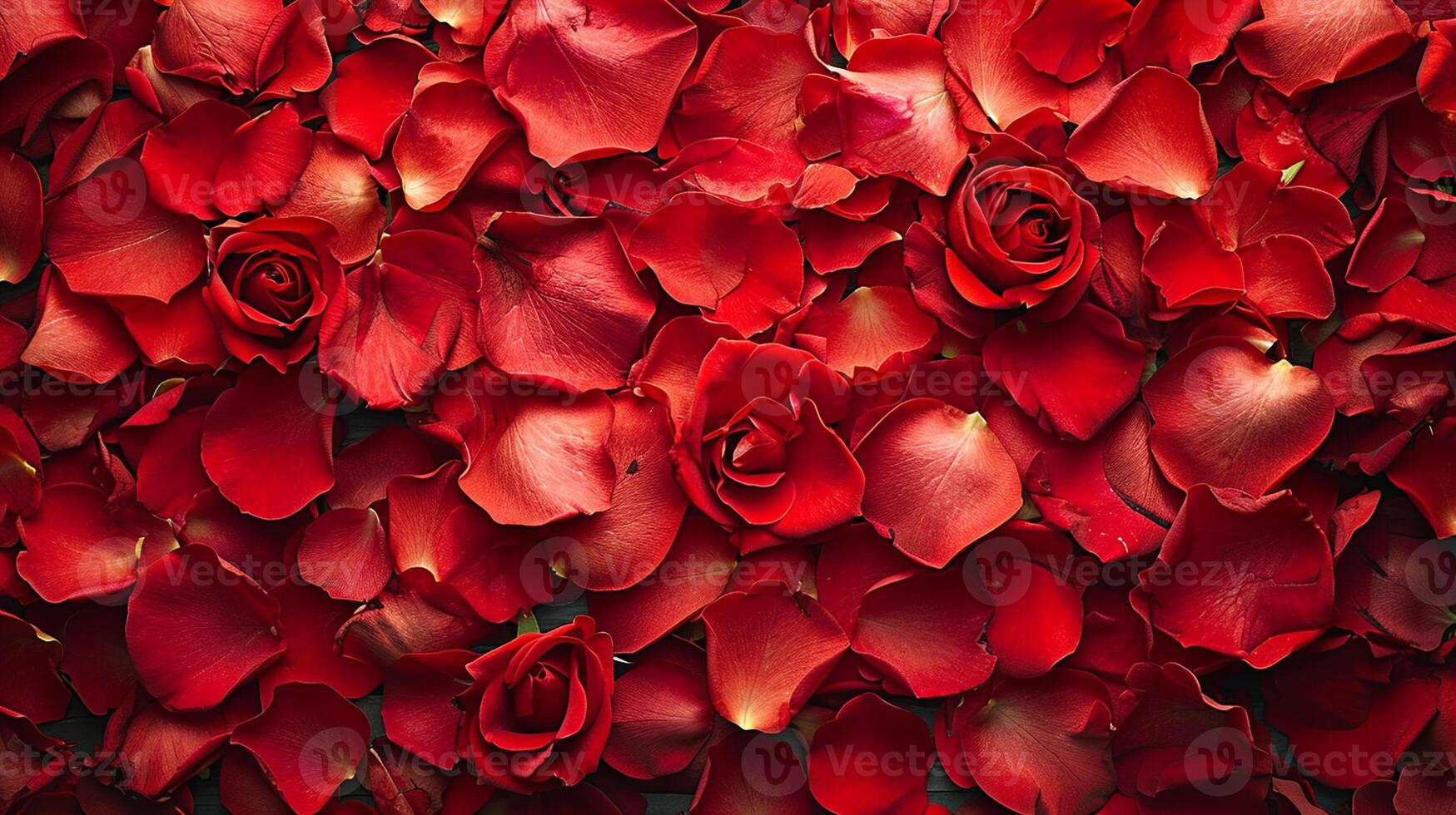 ai généré une vibrant collection de rouge Rose pétales Contexte photo