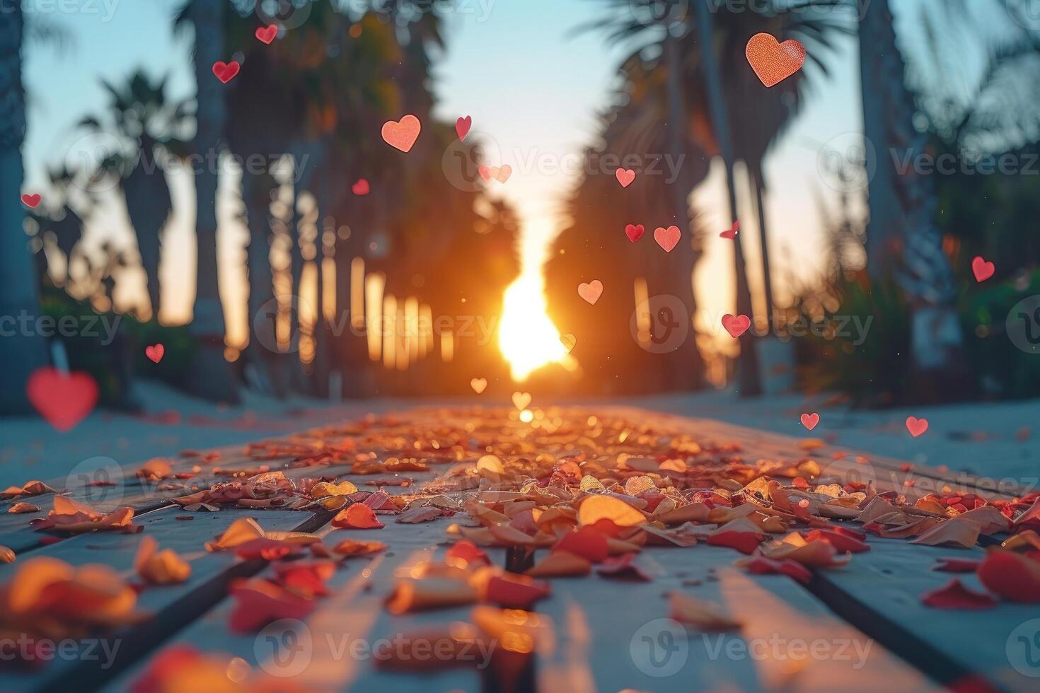 ai généré cœur en forme de confettis chute de une brillant bleu ciel professionnel la photographie Contexte photo