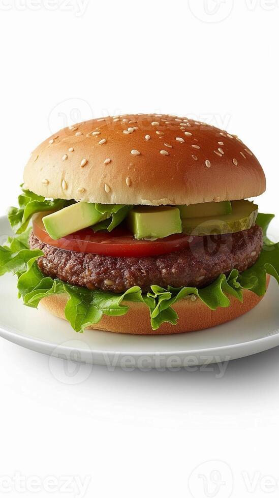 ai généré végétarien Burger, végétarien Burger petit pâté fabriqué de noir des haricots ou Lentilles, Contexte image, génératif ai photo