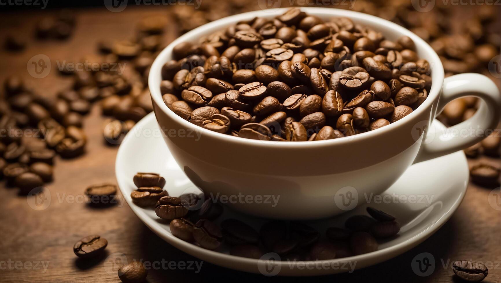 ai généré magnifique tasse de café, latté art, céréales photo