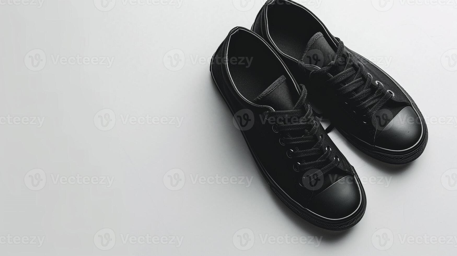 ai généré noir Toile des chaussures isolé sur plat blanc Contexte avec copie espace pour publicité. génératif ai photo