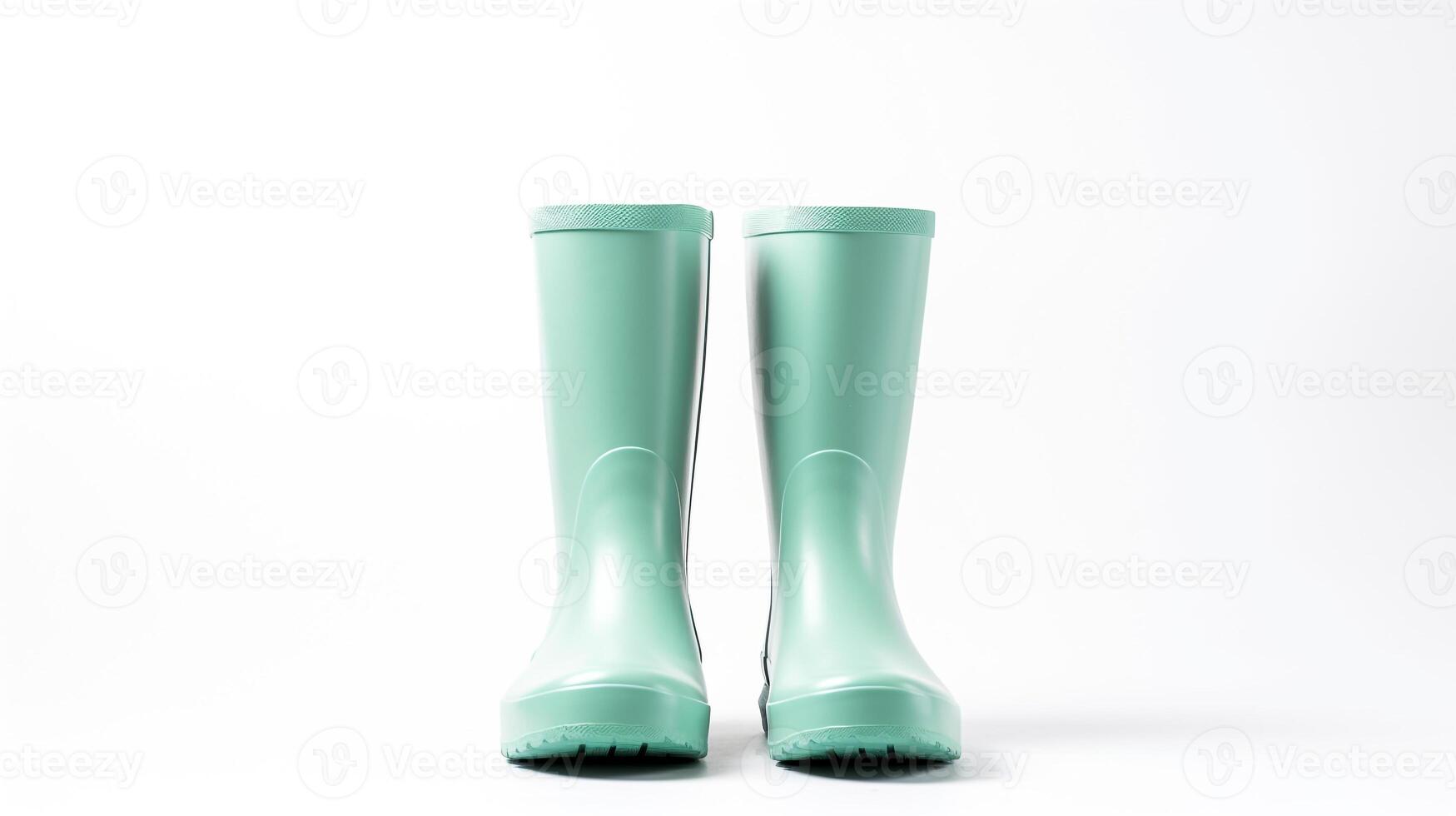 ai généré cyan pluie bottes isolé sur blanc Contexte avec copie espace pour publicité. génératif ai photo