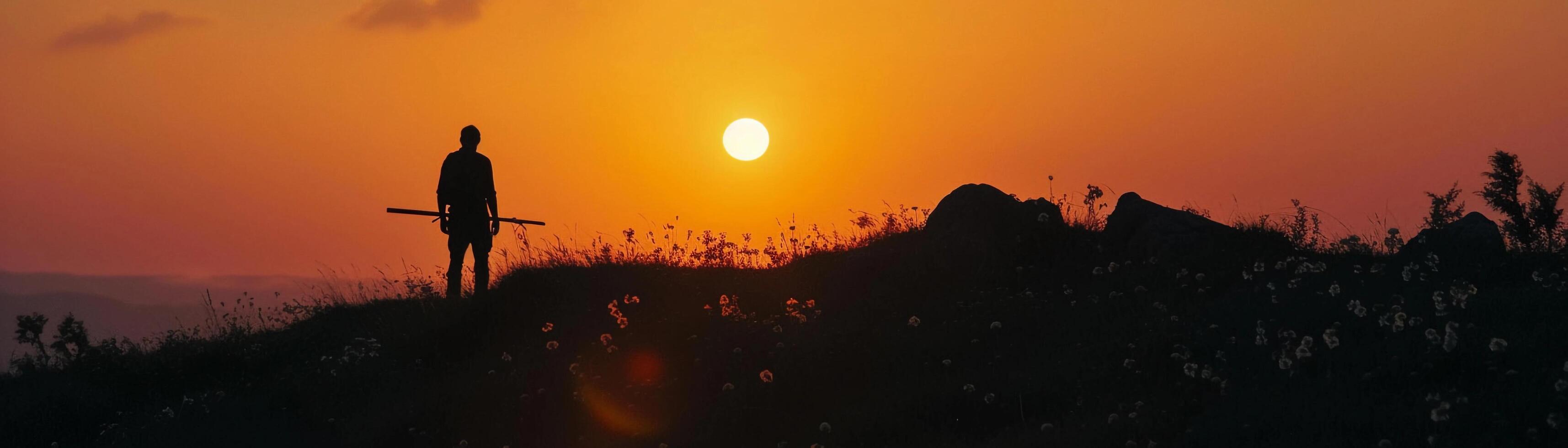 ai généré le coucher du soleil silhouette, Contexte image, génératif ai photo