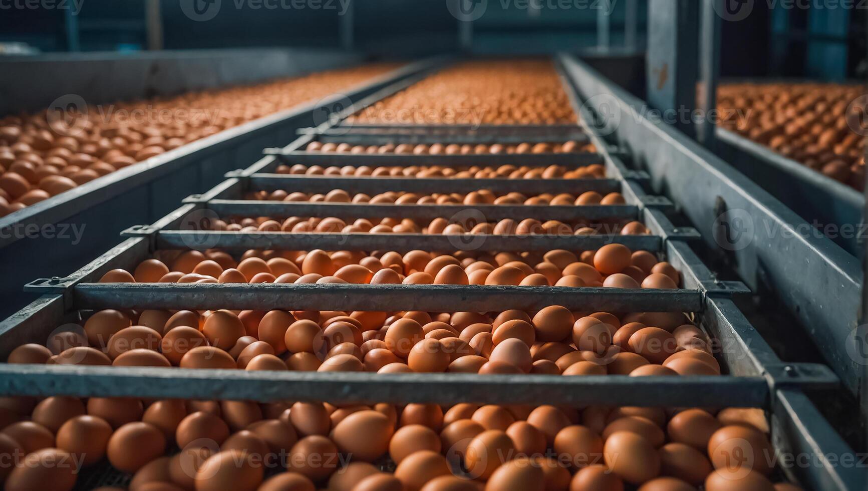 ai généré Frais des œufs à le usine photo