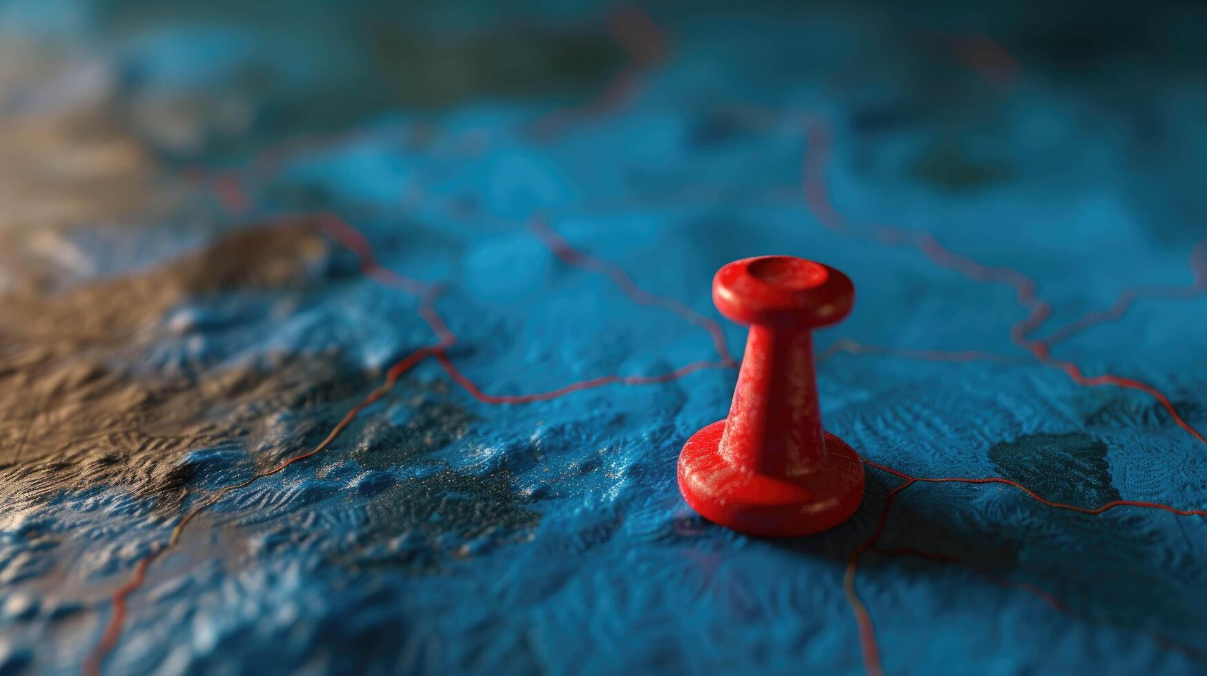 ai généré rouge géolocalisation épingle sur une numérique bleu carte indiquant précision la navigation photo