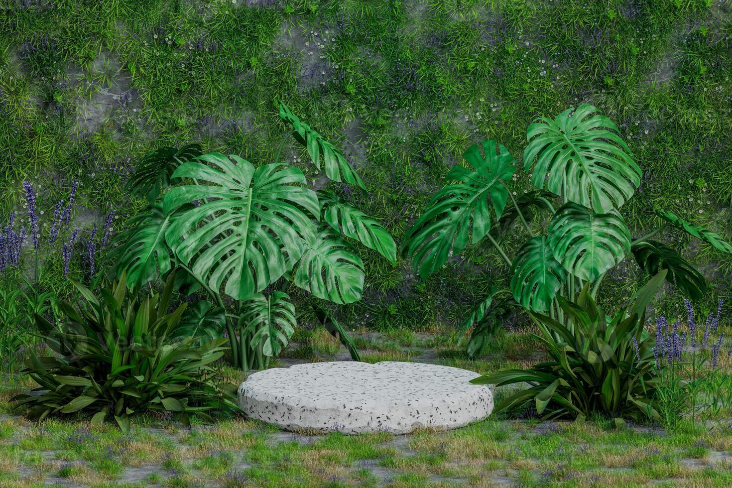 pierre podium dans une jardin photo