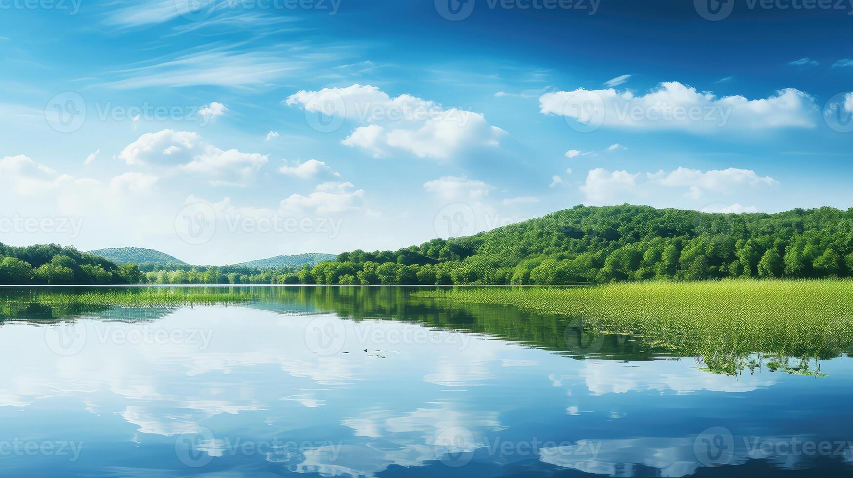 ai généré paisible encore Lac ai généré photo