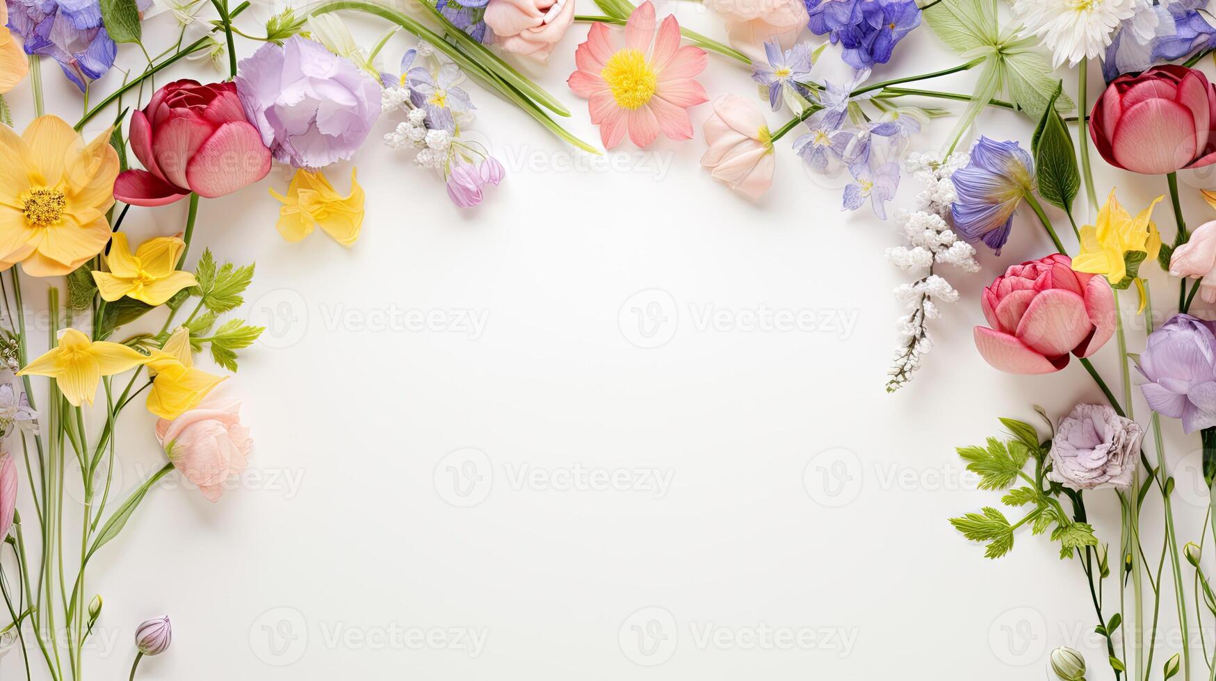 ai généré Floraison fleurs frontière ai généré photo