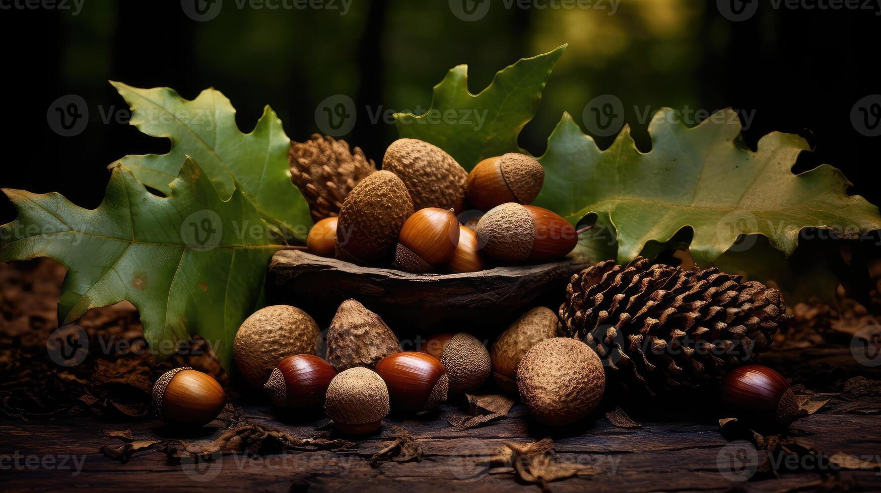 ai généré arbre chêne glands ai généré photo