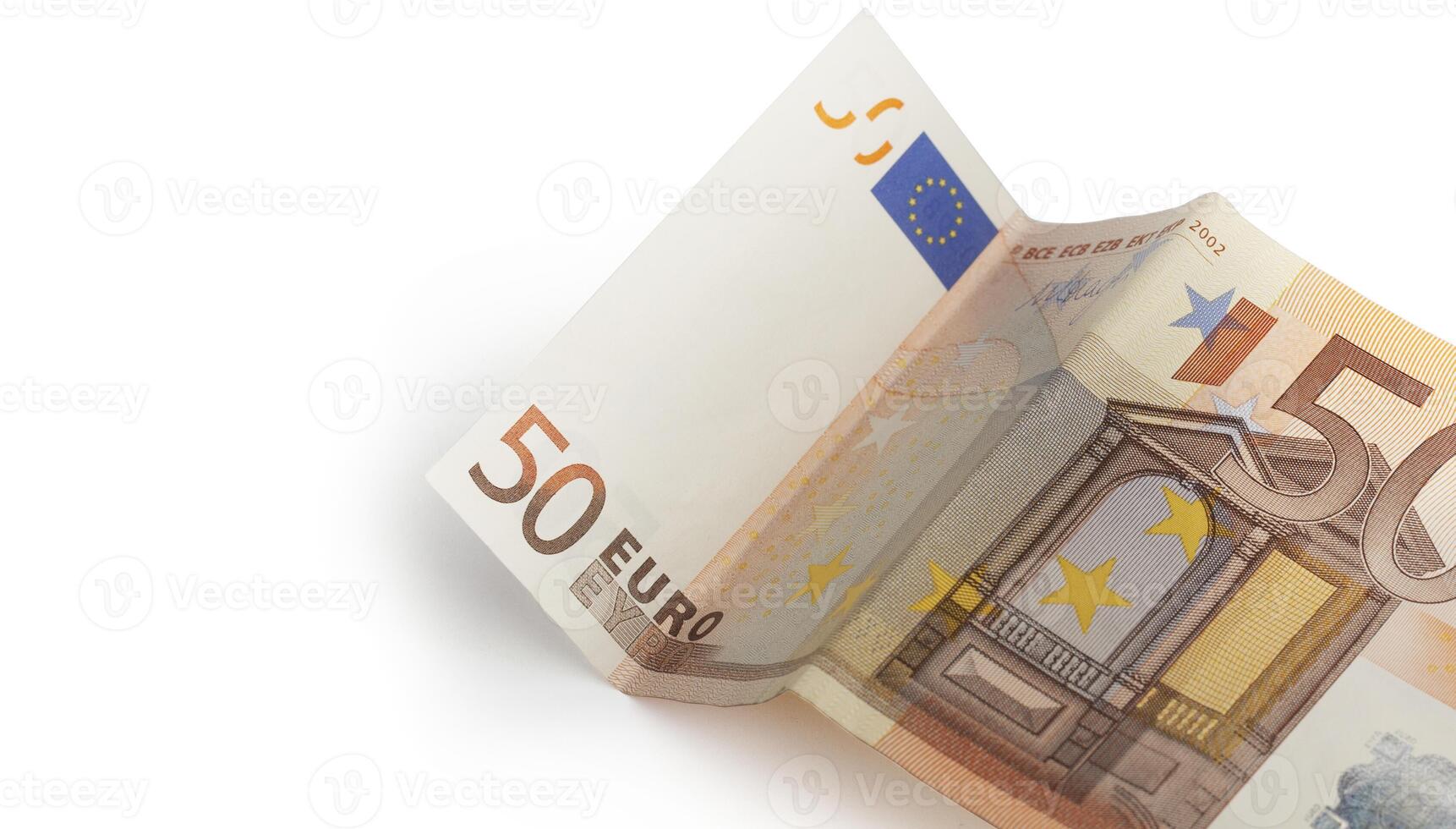 cinquante euro billet de banque, isolé sur blanc avec coupure chemin. photo