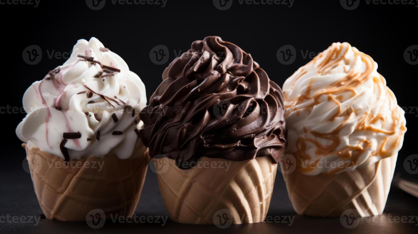 ai généré une tourbillon de molle vanille et Chocolat la glace crème photo