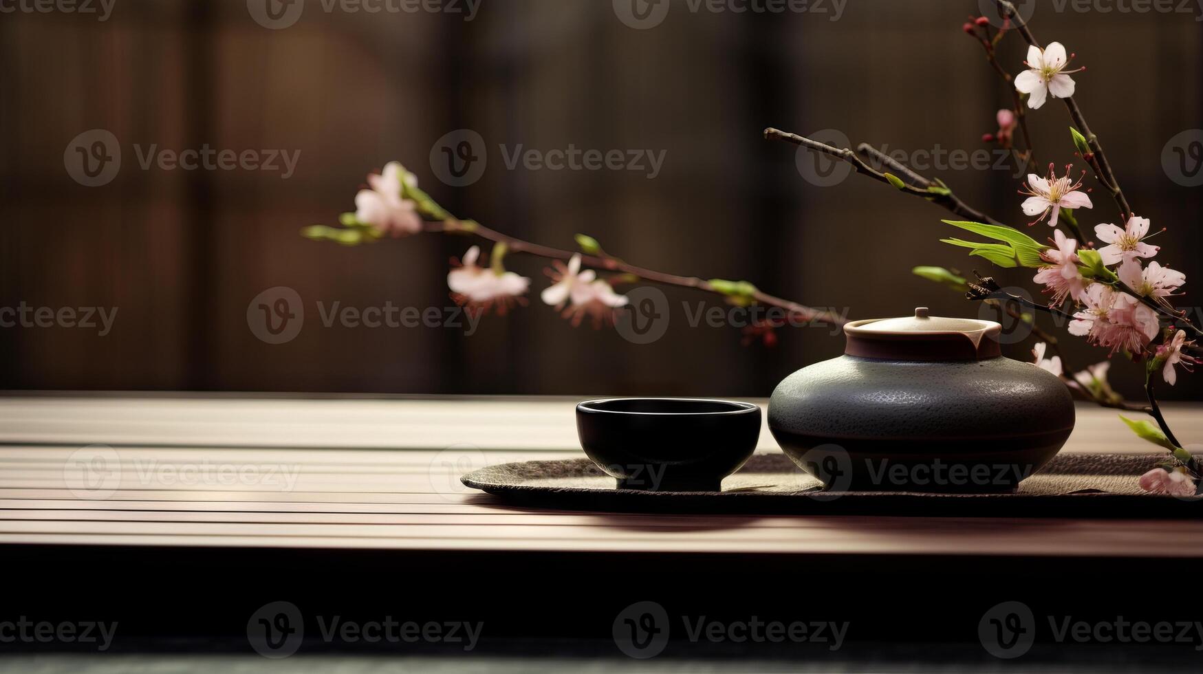 ai généré une Zen thé la cérémonie avec une concentrer sur le beauté de le moment photo