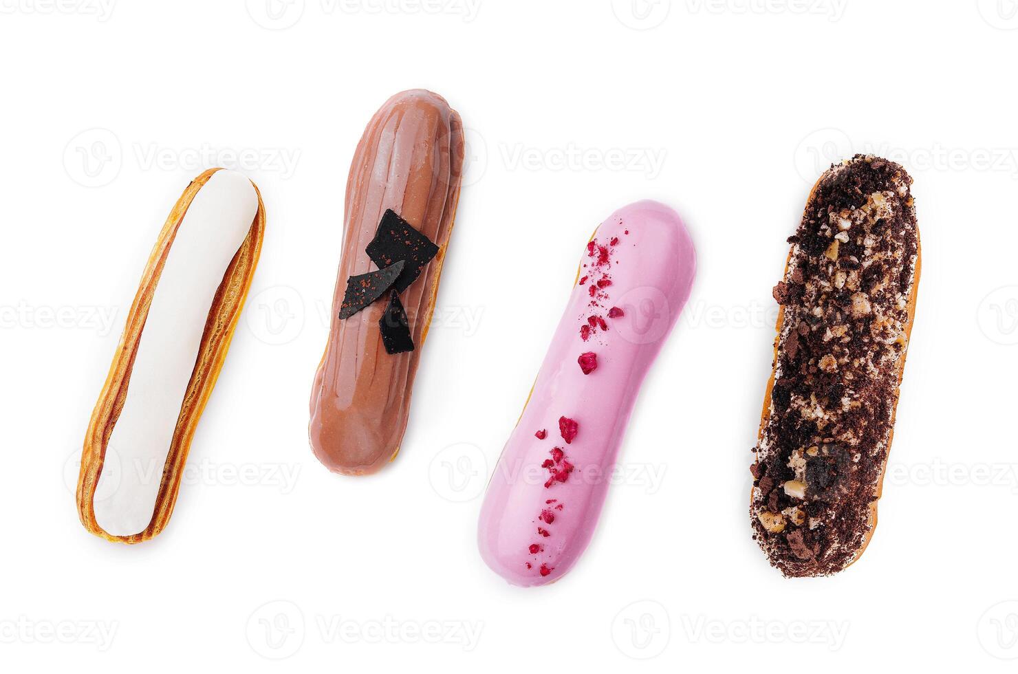 différent les types de français éclairs sur une blanc Contexte photo